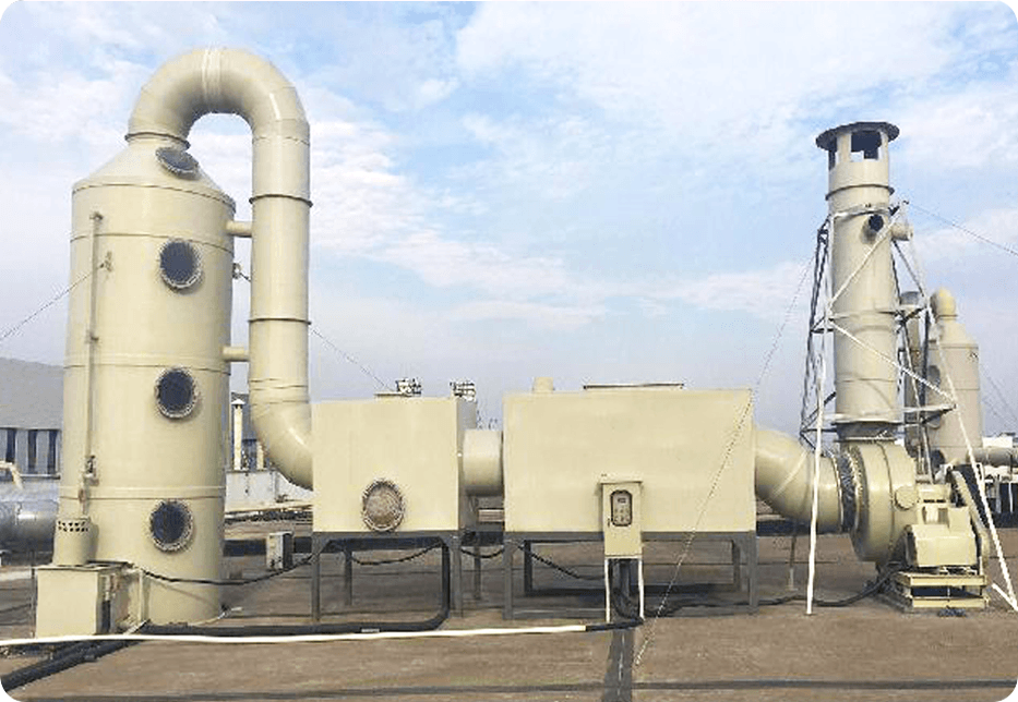 噴漆廢氣處理：旋流闆塔+除霧器+活性炭吸附