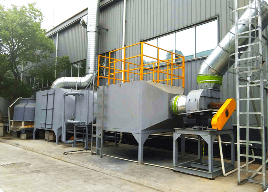 噴漆廢氣處理：幹式過濾器+冷凝器+活性炭吸附